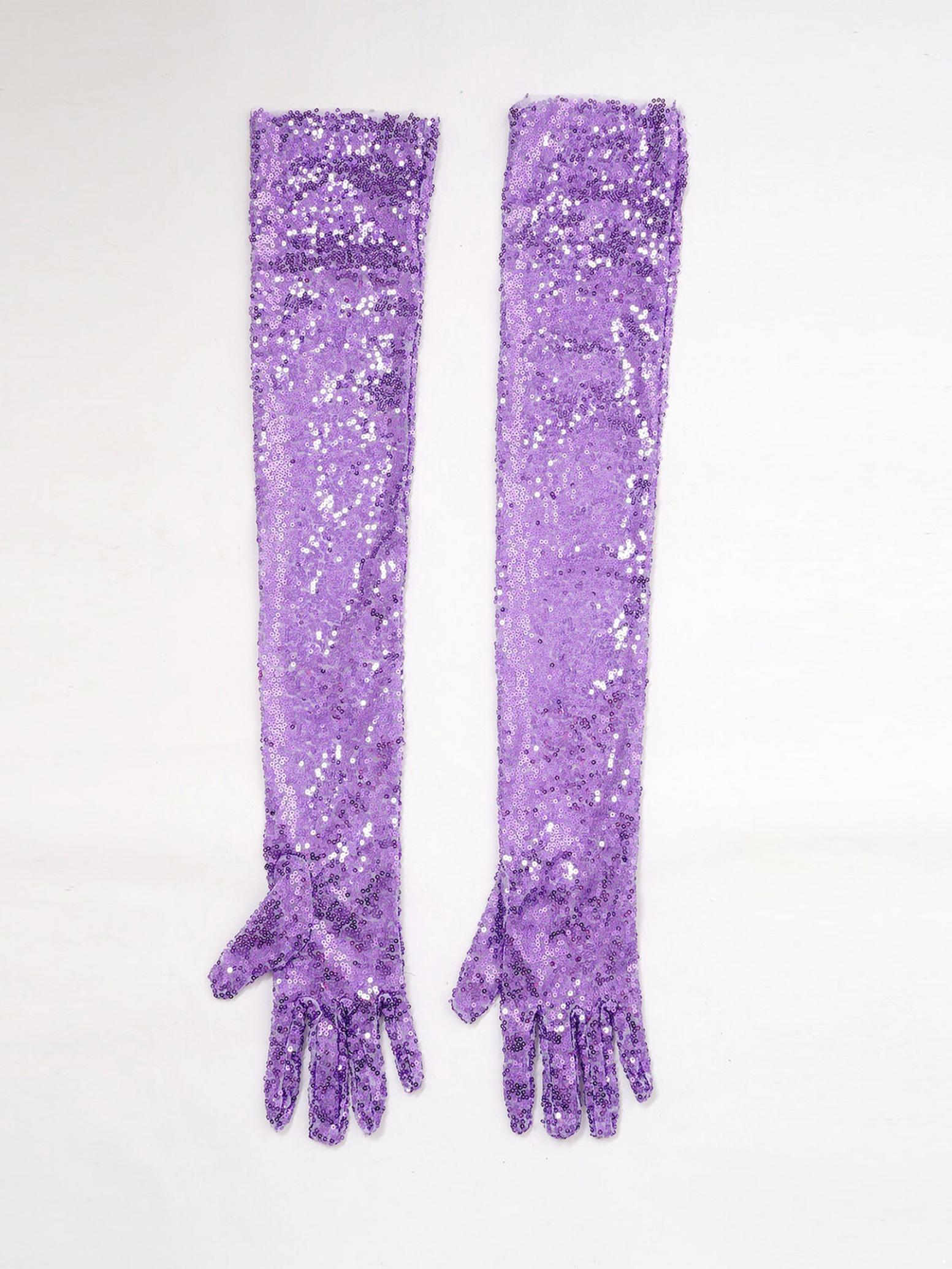 

Женские блестящие сетчатые длинные перчатки до локтя, винтажные длинные перчатки для вечера оперы One Size лавандовый