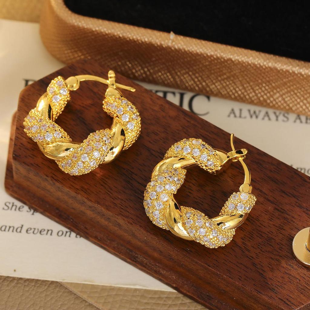 Retro Green Diamond Earrings - Unique European & American Luxury Design with High-End Ear Hoops