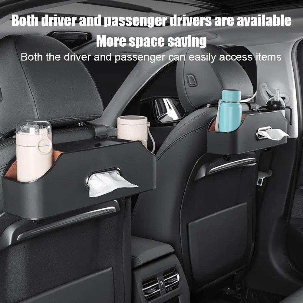 Car Multifunctional Leather Tissue Storage Box Under Seat Cute Auto Back Seat Paper Bag Place Water Cup Creative Portability