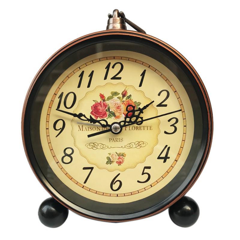5.5-inch Retro Silent Metal Alarm Clock for Students and Children, Desktop/Desktop Clock