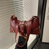 Vintage Mode Trend Lokomotivtasche Spice Girl Gürtelschnalle Nieten Dekoration Schulter Achseltasche Damen Handtasche