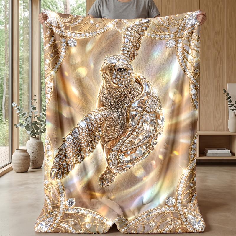Galactic Sea Turtle Theme Blanket Lightweight Warm Flannel Blanket Decorative Throw Blanket for Home Decoration