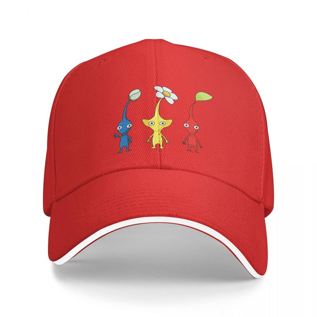 Blue, Yellow and Red Pikmin Sticker Set Baseball Cap Hats Rugby Wild Ball Hat Hats For Unisex Women'S