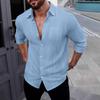 Spring/Autumn New Arrival Shirt Long-sleeved Collared Breathable Casual Men's Linen Pocket Shirt
