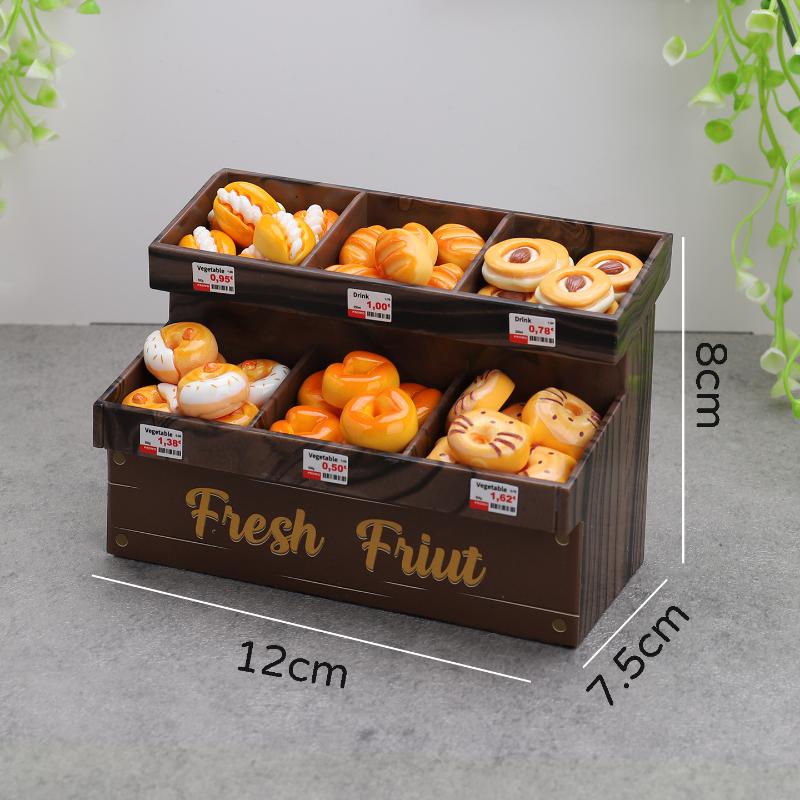 37Pcs Dessert Rack Mini Food Toys Dollhouse Miniature Bread Cabinet Handcrafted Simulation Model Supermarket Scene Ornaments