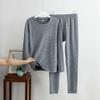 Unisex Cashmere Silk Striped Thermal Set for Autumn/Winter