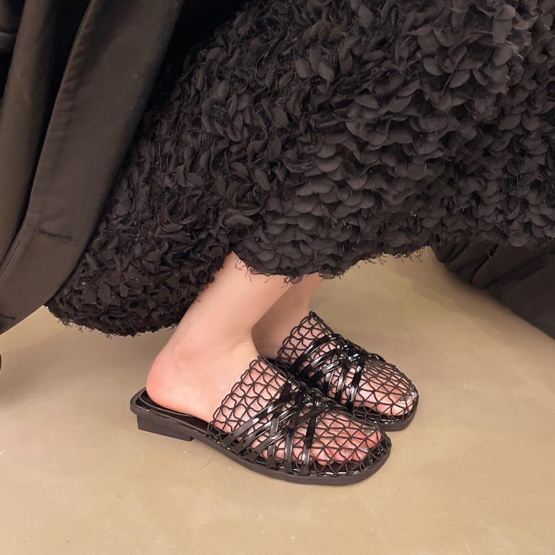 Fashion 2025 New Slim Hand-woven Mid-heel Soft-soled Fashion Sandals, Versatile Casual Women's Cool Mop