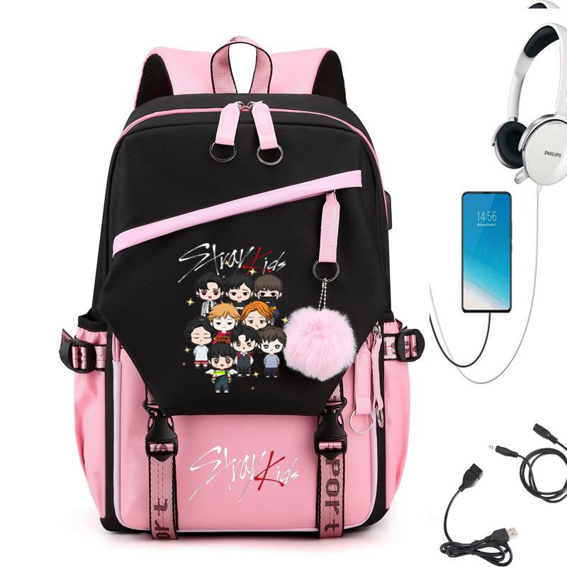 Straykids Combination Peripheral With Usb Backpack School Bag Backpack Student Male Female Bag