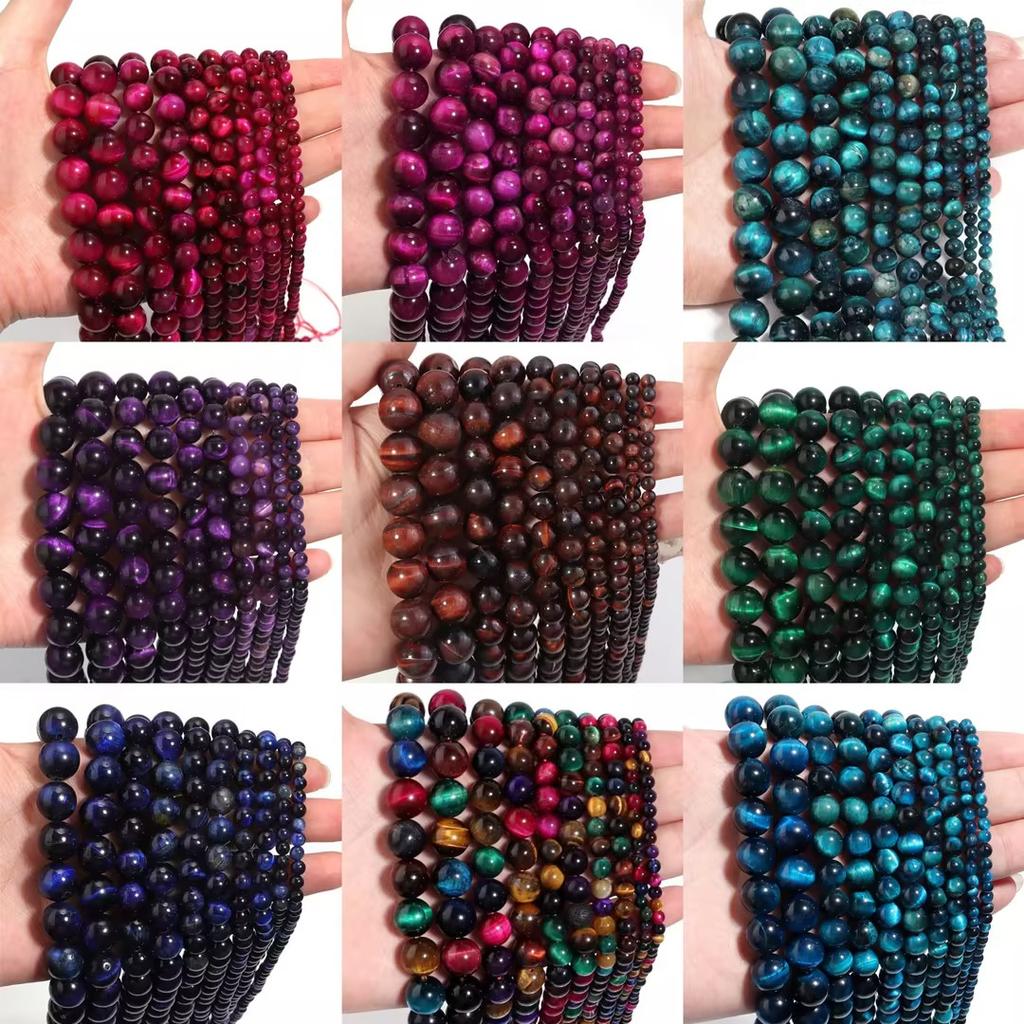 4 6 8 10 12 14mm Bunte Tigerauge Perlen Naturstein Perlen Runde Lose Abstandhalter Perlen Für Schmuckherstellung DIY Zubehör