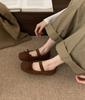 2025 autumn and winter new flat-bottomed bow velvet Mary Jane shoes women's warm ballet shoes lamb wool single shoes