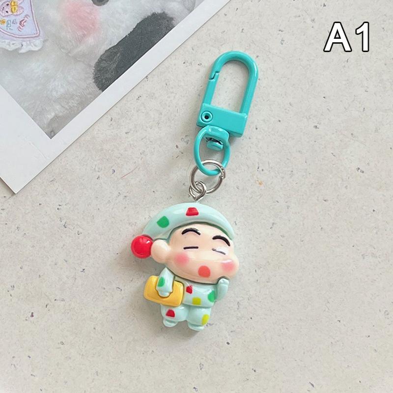 Crayon Shin-Chan Car Key Chain Cute Couple Schoolbag Ornaments Anime Cartoon Pendant Charm Keyring Figures Accessories Gift