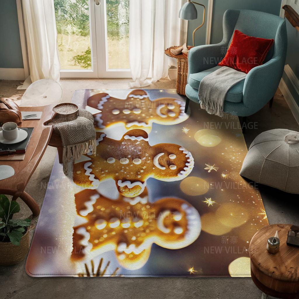 House Entrance Carpet Home Door Mat Living Room Bath Foot Bathroom Non-slip Water Absorption Rugs Bath Merry Christmas Winter