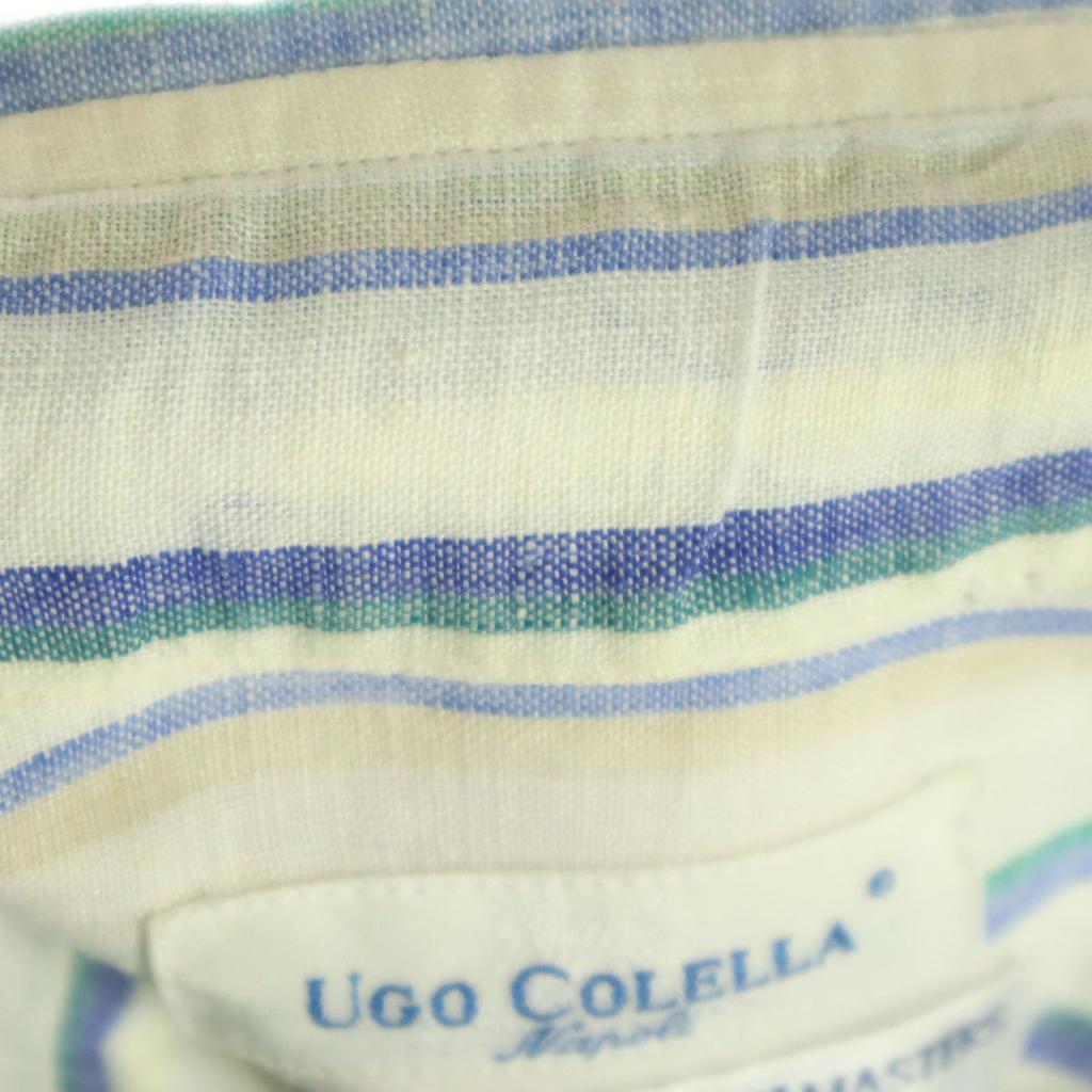 UGO COLELLA Striped Pattern Long sleeve Button down Linen shirt S Men's Used
