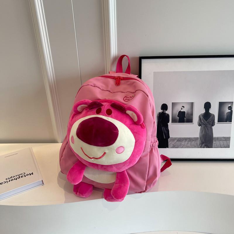 2023 New Canvas Large Capacity Double Shoulder Backpack Cartoon Trendy Cute Pink Girl Bag Tide