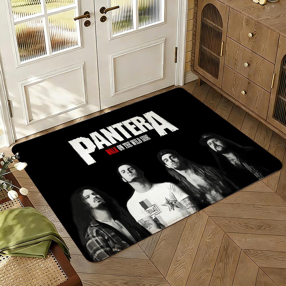 Pantera Band Style Rock Floor Mat Soft Thickened Absorbent Non-Slip Bedroom Living Room Door Mat Home Decor Flannel Rugs