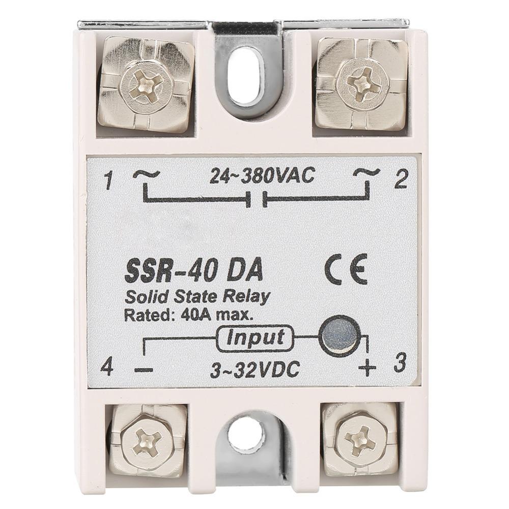 SSR- 40DA 40A Solid State Relay Input 3-32V DC Output 24-380V AC Single Phase SSR- 40DA Solid State Relay DC Control AC