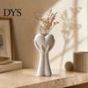 Matte PLA Floral Holder Hands Holding Heart Vase, 3D Printed Modern Flower Table Centerpiece Creative Vessel Artistic Vase for Dried And Artificial