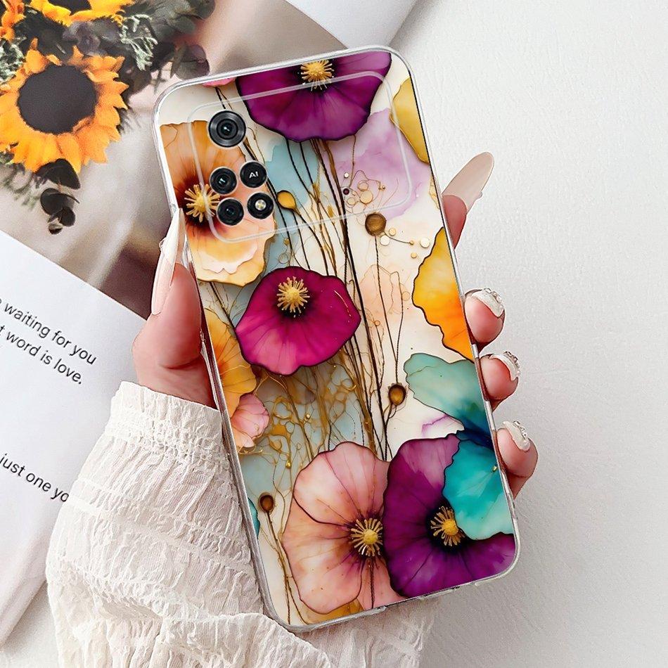 For Xiaomi Poco M4 Pro Elegant Floral Butterfly Phone Case For Xiaomi Poco M4 5G PocoM4 Pro 5G 4G Soft Silicone TPU Cases