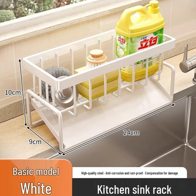 Slope Kitchen Sink Rack: No-Punch Rag & Soap Holder with Draining Function