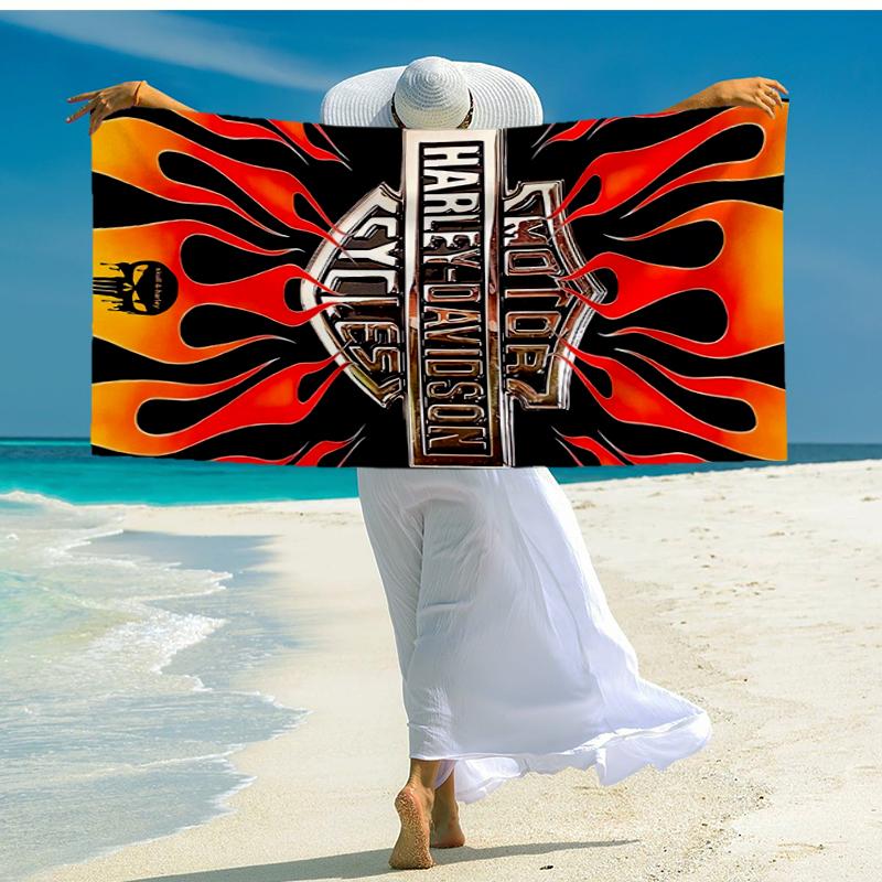 Vintage Motorcycle Fashion Beach Towel: Ideal for Summer Adventures Soft, absorbent and quick drying suitable for swimming and bathing