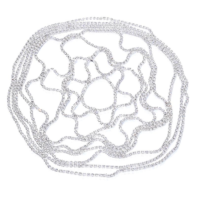 1Pc Hollow Rhinestone Mesh Headpiece Wedding Head Chain Jewelry For Women Luxury Crystal Headband Head Cap Hat Hair Accessories