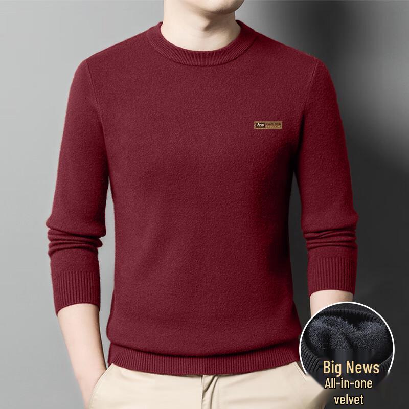 

JEEP SPIRIT Men s Heavyweight Loose Fit Round Neck Sweater L