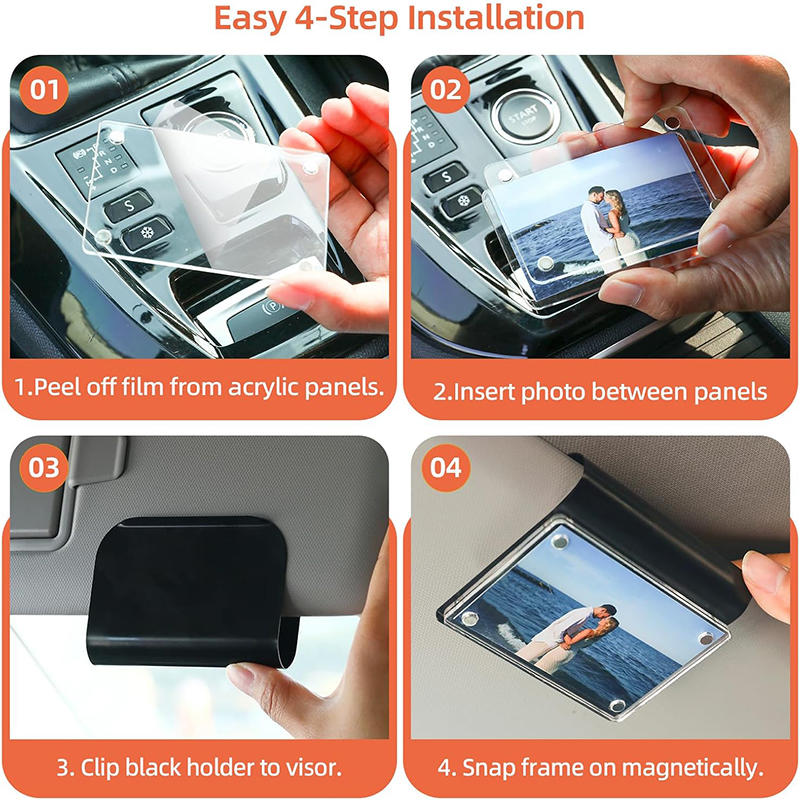Car Sun Visor Photo Frame Clip Holder Magnetic Picture Display Bracket for Auto Interior Decoration Family Photo Show