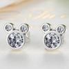 925 Silver Cute Dazzling Mouse Cartoon Stud Earrings For Women Girl Authentic Original Jewelry Gift