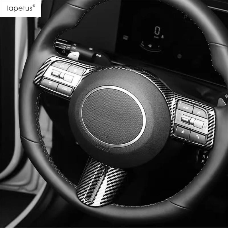 ABS Carbon Fiber Steering Wheel Panel Frame Decoration Cover Trim For Hyundai Tucson NX4 2025 & KONA 2025 Accessories Interior