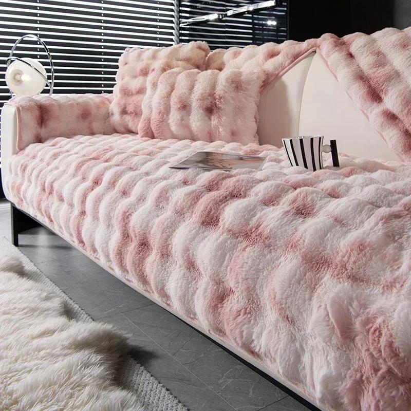 Soft plush sofa towel thickened winter warm sofa cover living room global anti-slip sofa cushion home decoration
