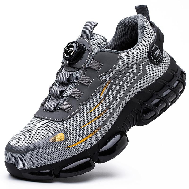 Fashion Rotating Button Safety Shoes Men Steel Toe Sneakers Anti-smash Anti-puncture Work Shoes Lightweight Non-slip Protective Sneakers
