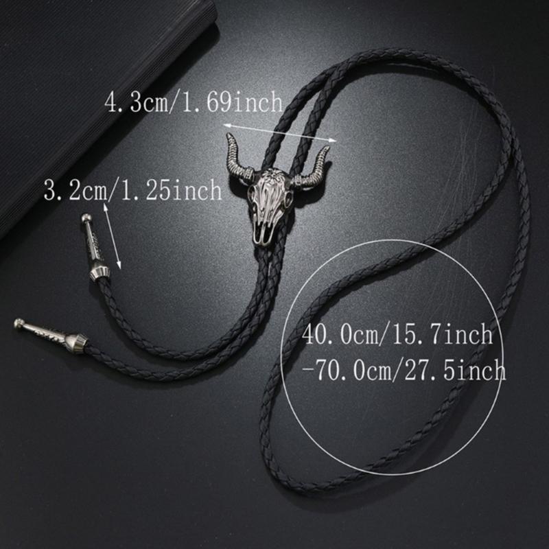 Colier Bolo Tie Western pentru Bărbați și Femei, Accesoriu de Gât din 2 Piese cu Șnur PU Împletit cu Glisoare Reglabile pentru Stil Zilnic