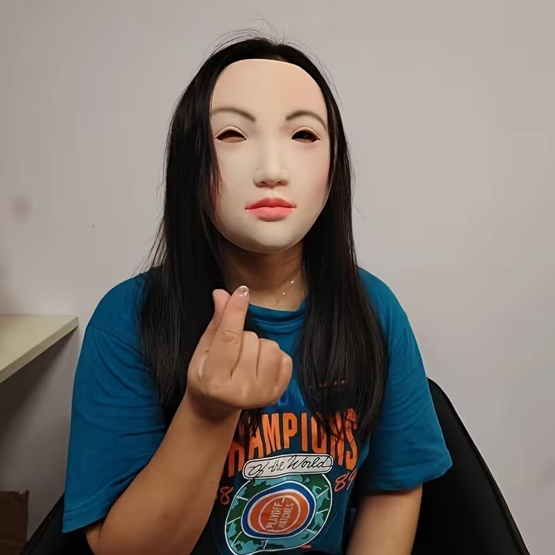 

Realistic female face mask for party costumes, suitable for masquerade props Adult size розовый