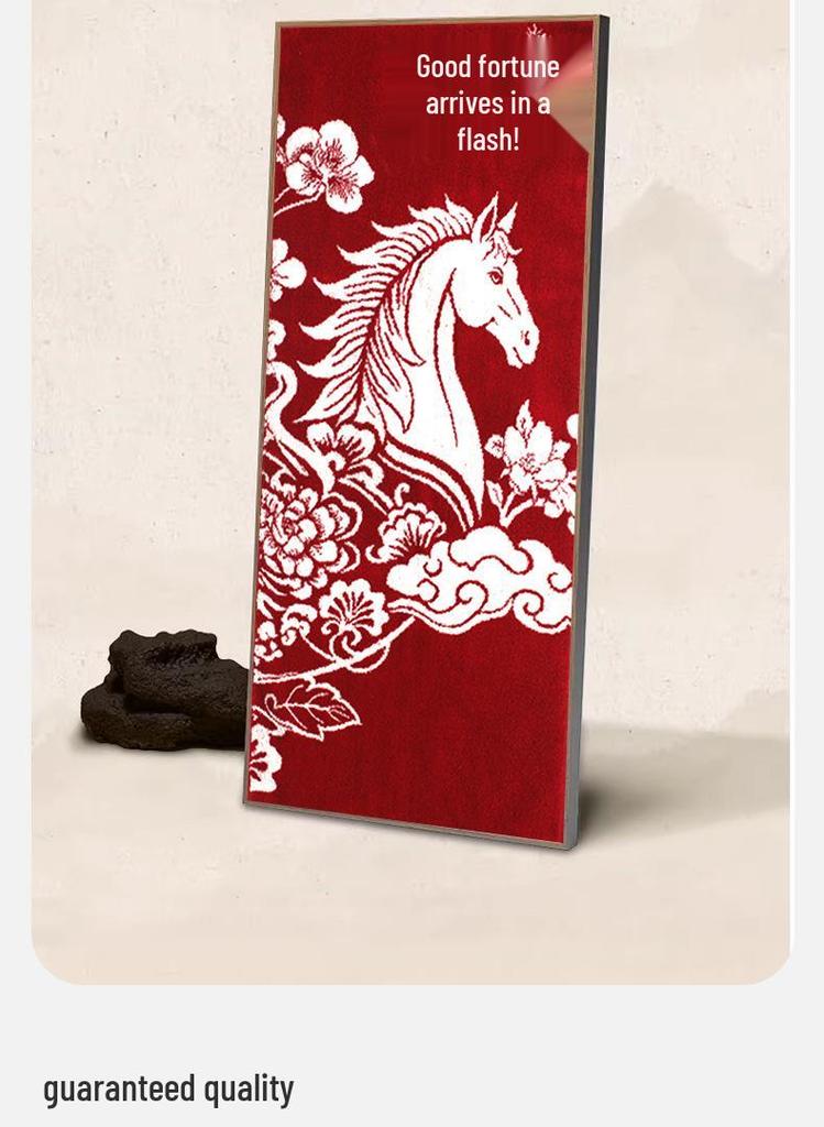 Chinese Zodiac Dragon Horse Red Towel: Soft, Absorbent Face Wash & Gift Towel