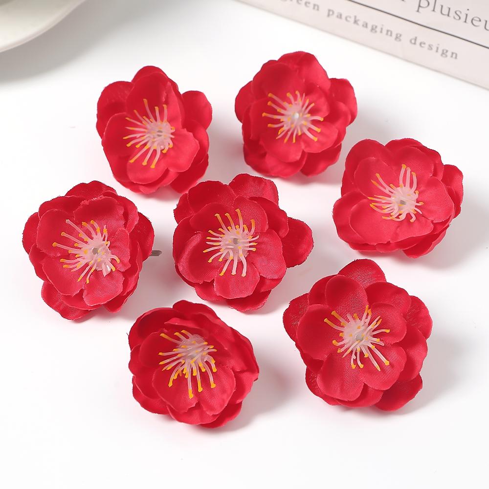 10/20/50Pcs 4cm Silk Plum Blossom Heads Artificial Cherry Blossom Flowers for Home Room Wedding Decor DIY Flowers Wall Accessory