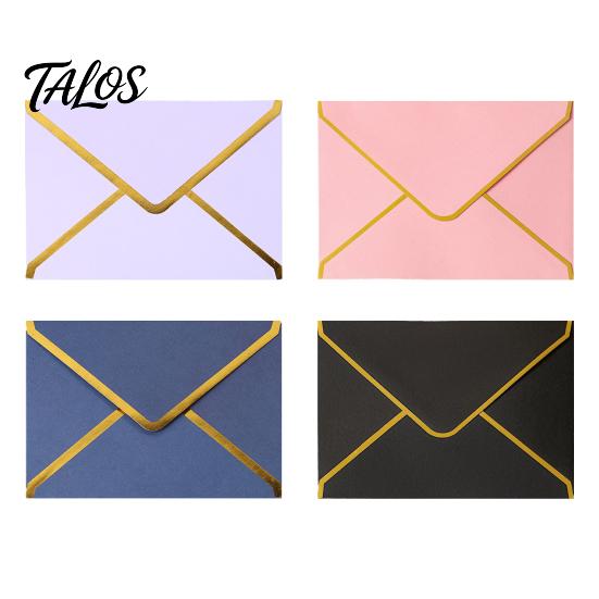 Western Style Envelopes 5Pcs with Gold Foil Trim, Offset Paper Invitation Handmade Cultural Creation Supplies for Wedding, Greeting Cards, Business