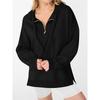 Fall/Winter New Style Women's Half-Closed Collar Zipper Casual Loose Sweatshirt Long Sleeve Hooded Shirt