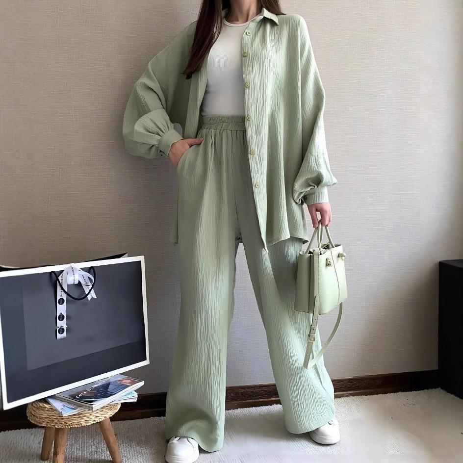 

GMXIA Модный свободный женский однотонный комплект из двух предметов большого размера с длинными рукавами S