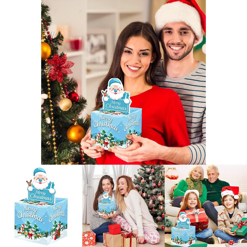 Christmas Santa Theme Party Decor Gift Box With Blue Color For Holiday Celebrations