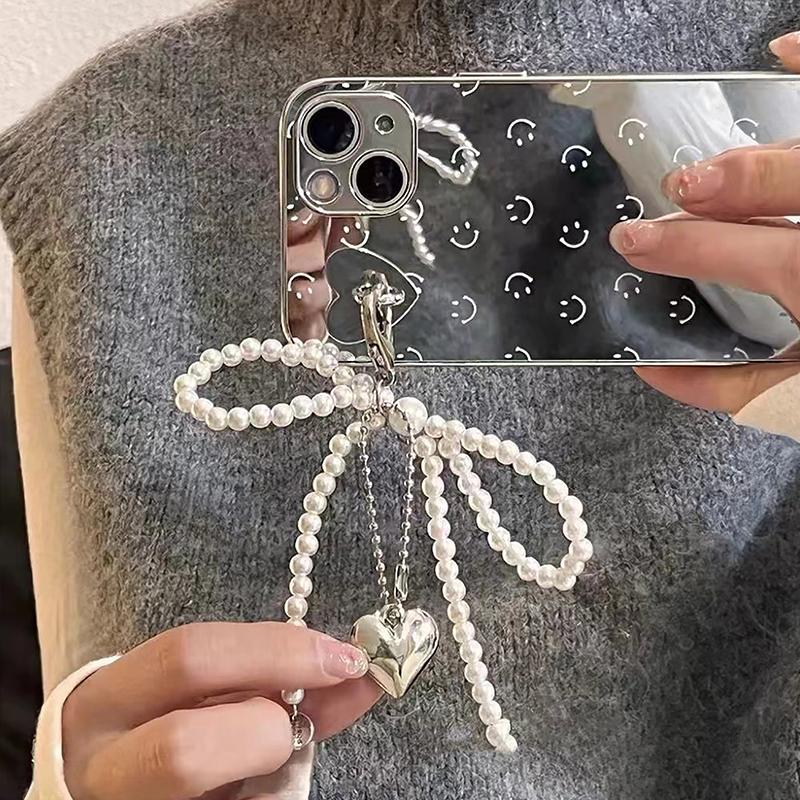1Pc Camera Bag Key Chain Jewelry Gift Decoration Korean Cute Bow Pearl Phone Pendant Chain Charm Strap Phone Accessories