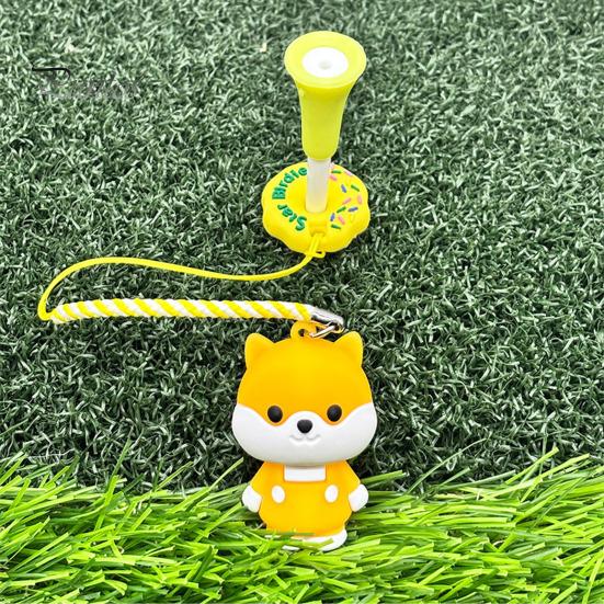 Golf Tee Organizer Cartoon Dog Hanger Plastic Anti Lost Ring Dispenser with Strap Loss Prevention Accessory for Men Women Golfer Patterned Caddy