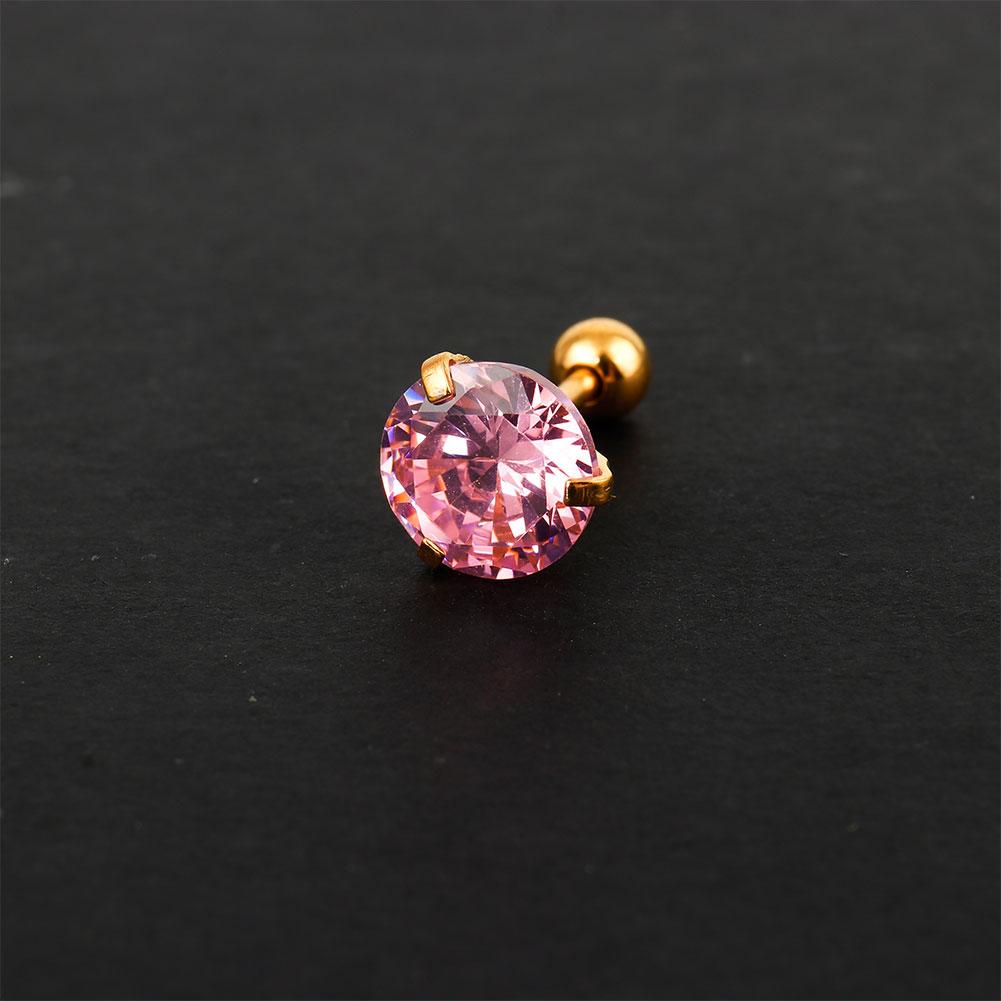 

9 Colors Fashion CZ 3 Prong Tragus Cartilage Stainless Steel Ear Stud Crystal Zircon Earrings Piercing Jewelry 8mm золотой/розовый