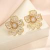 Geometric Pearl Drop Earrings With Cubic Zirconia For Elegant Women