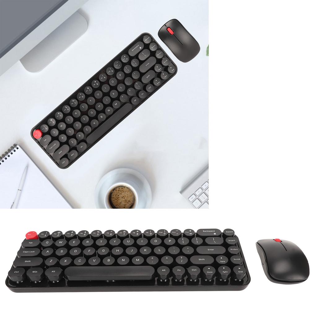 Typewriter Keyboard and Mouse Combo 68 Keys 2.4GHz Stable Battery Powered Retro Typewriter Keyboard for