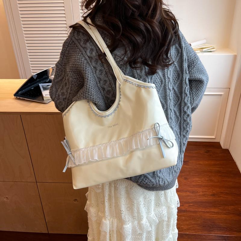 Sweet Bow Underarm Bag Women's 2025 New Trendy Fashion Korean Tote Bag Versatile Large-capacity Shoulder Bag