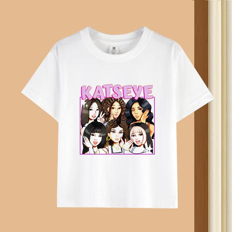 Bestselling Korean Girl Group Katseye Printed Tshirt Shortsleeved Fashionable Casual Adult and Childrens Top