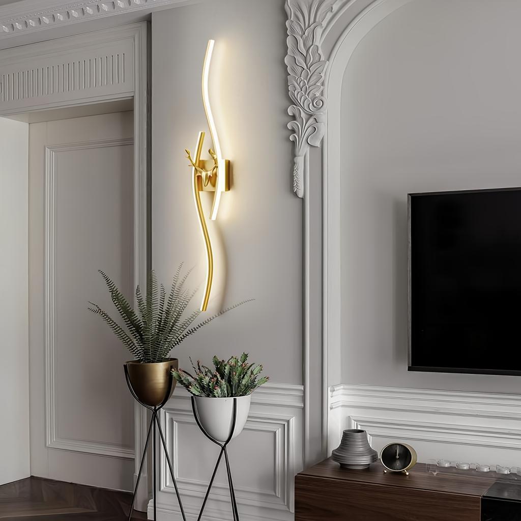 LED Creative Long Strip Luxury Wall Lamp Living Room TV Background Wall Grid Minimalist Modern Staircase Bedroom Bedside Lamp