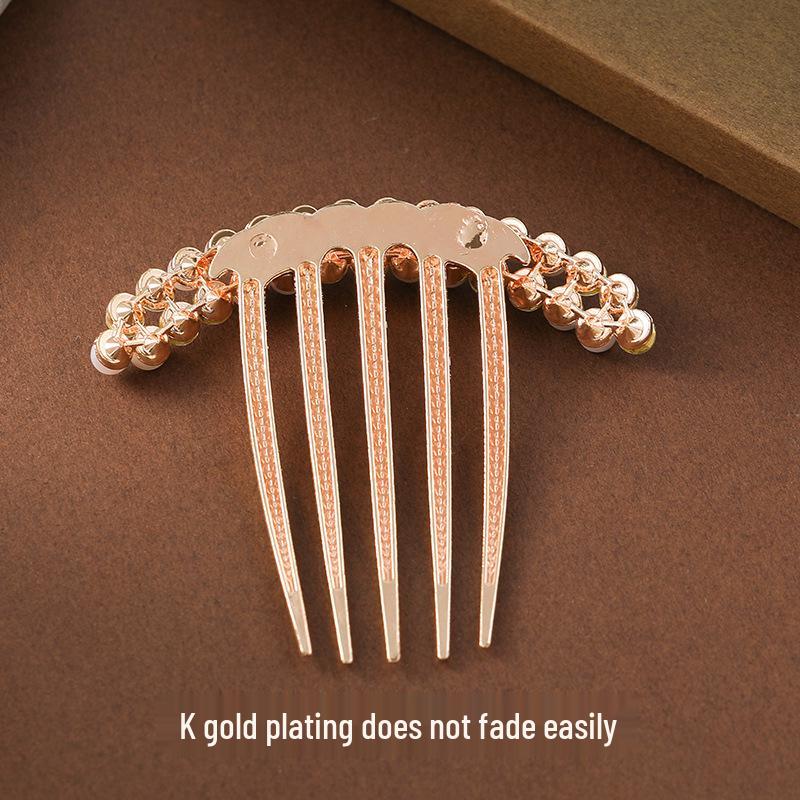 Haarkamm mit fünf Zinken im koreanischen Stil mit Strass und Perlen: Hochwertiger Brautschmuck & Haarnadel für Hochsteckfrisuren für Frauen