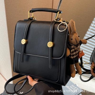 Niche High-end Retro Buckle Backpack 2025 New Crossbody British Commuter Student Three Types of Backpack