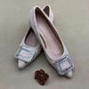Flats Shoes Women Flash Diamond Buckle Pointed Flat Sole Single Shoe for Women's  Work Shoes Comfortable for Work
